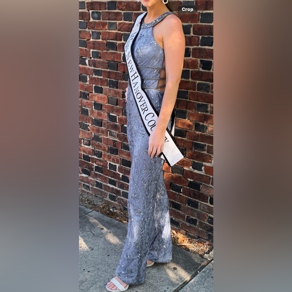 Pants - Blue Relaxed Fit Jumpsuit with Vintage Appeal